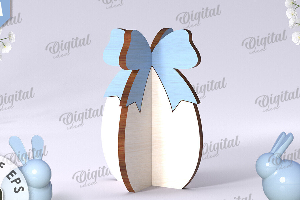 Σετ των 2 Intra απο ξύλο plywood 3mm-4mm πάχος Τρισδιάστατη πασχαλινών αυγών. Διακόσμηση σπιτιού Δίασταση 15x15 cm INTRAFABR-117786674