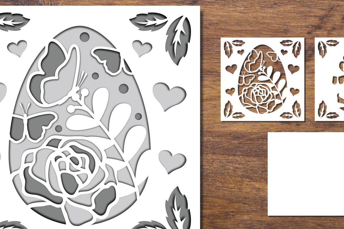 Σετ των 3 Intra απο ξύλο plywood 3mm-4mm πάχος 3D Papercut 8 με στρώσεις πασχαλινών αυγών Δίασταση 15x15 cm INTRAFABR-91774445