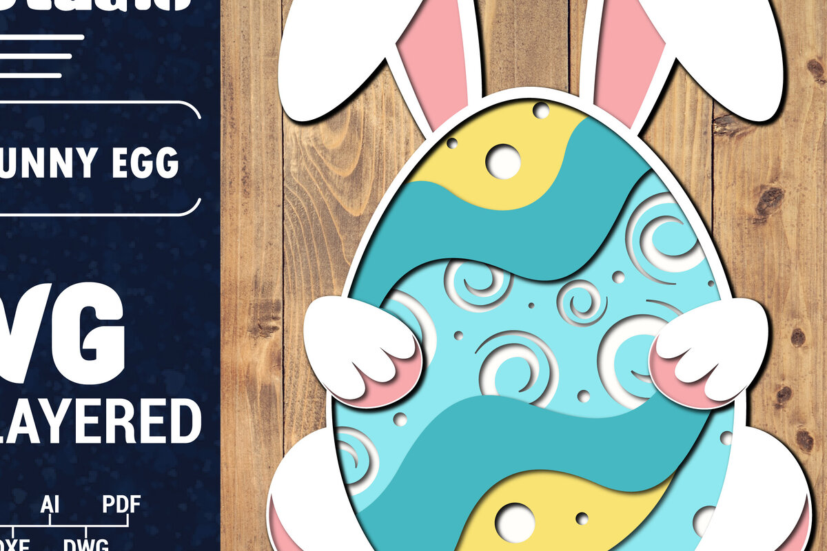 Σετ των 2 Intra απο ξύλο plywood 3mm-4mm πάχος 3D Πασχαλινό αυγό πολλαπλών στρώσεων PaperCut Δίασταση 1500x1500 cm INTRAFABR-91032769