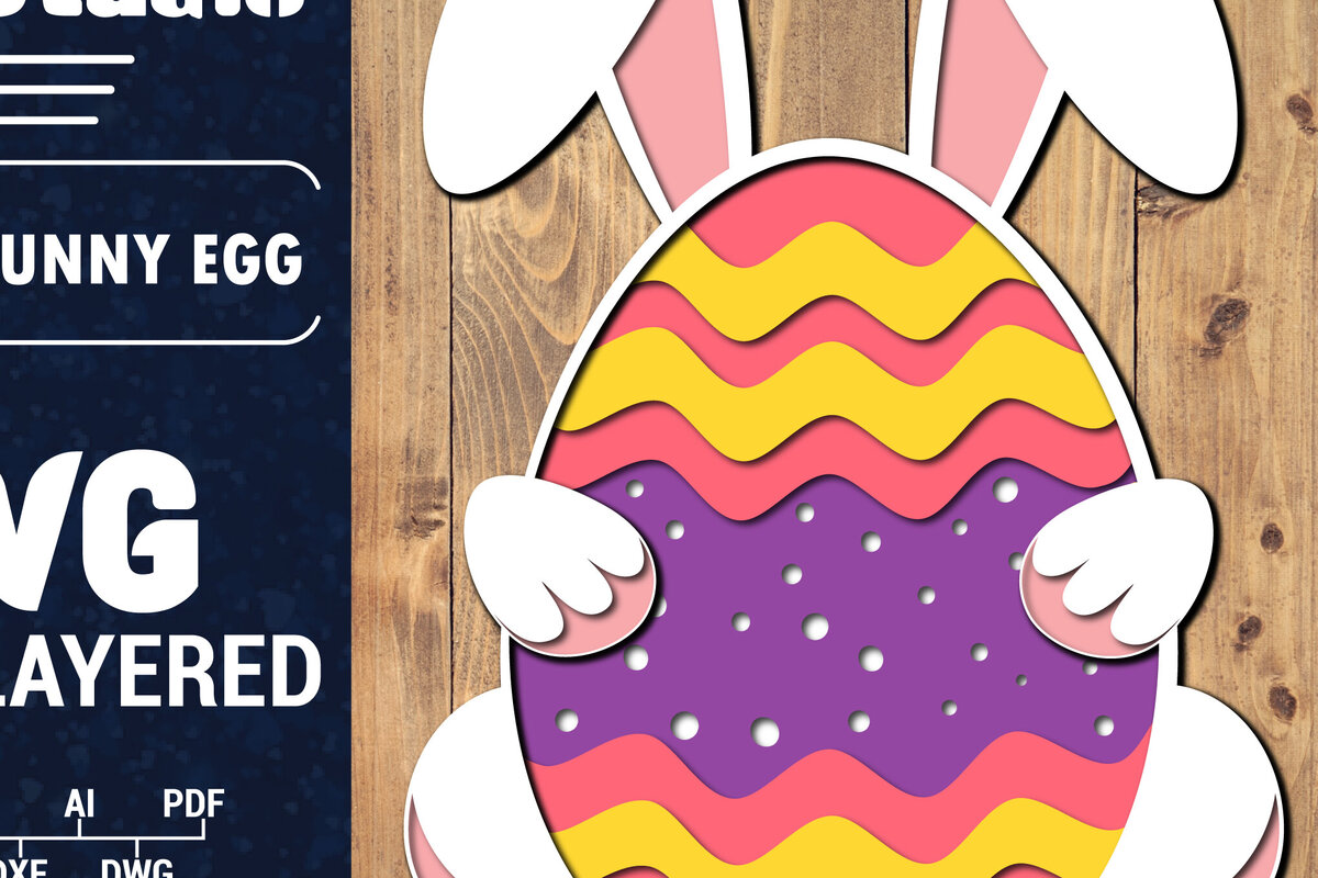 Σετ των 2 Intra απο ξύλο plywood 3mm-4mm πάχος 3D Πασχαλινό αυγό πολλαπλών στρώσεων PaperCut 24 Δίασταση 1500x1500 cm INTRAFABR-91198560