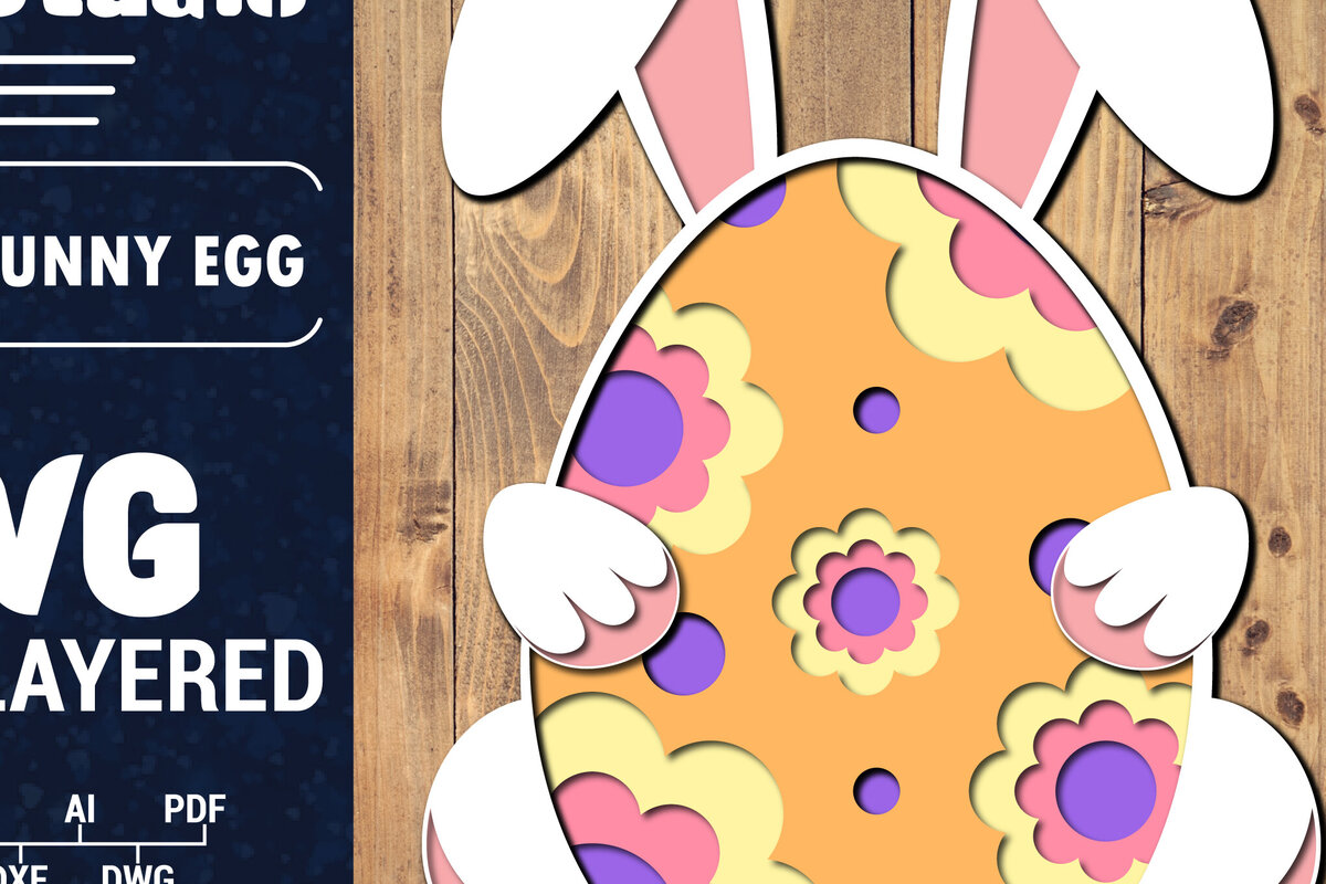 Σετ των 2 Intra απο ξύλο plywood 3mm-4mm πάχος 3D Πασχαλινό αυγό πολλαπλών στρώσεων PaperCut 37 Δίασταση 1500x1500 cm INTRAFABR-91286511