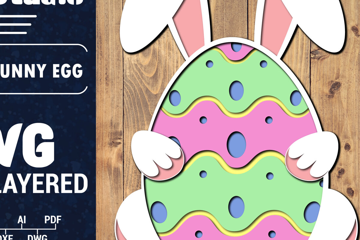 Σετ των 2 Intra απο ξύλο plywood 3mm-4mm πάχος 3D Πασχαλινό αυγό πολλαπλών στρώσεων PaperCut Δίασταση 1500x1500 cm INTRAFABR-91113540