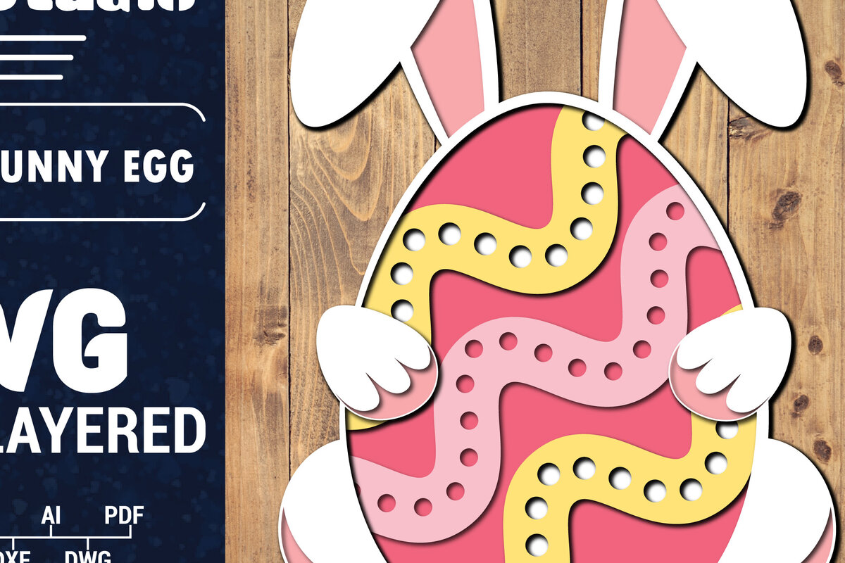 Σετ των 2 Intra απο ξύλο plywood 3mm-4mm πάχος 3D Πασχαλινό αυγό πολλαπλών στρώσεων PaperCut 43 Δίασταση 1500x1500 cm INTRAFABR-91286633