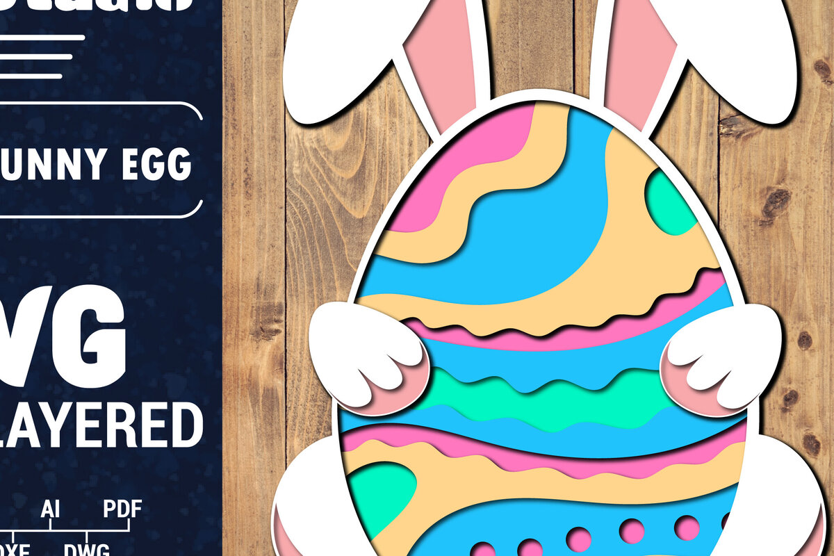 Σετ των 3 Intra απο ξύλο plywood 3mm-4mm πάχος 3D Πασχαλινό αυγό Πολυστρωματικό PaperCut 7 Δίασταση 1500x1500 cm INTRAFABR-91485330