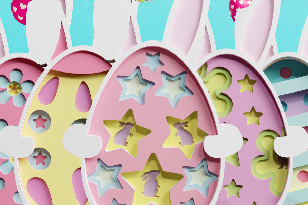 Σετ των 2 Intra απο ξύλο plywood 3mm-4mm πάχος 3D Πασχαλινό αυγό πολλαπλών στρώσεων PaperCut Δίασταση 1200x1200 cm INTRAFABR-62112293