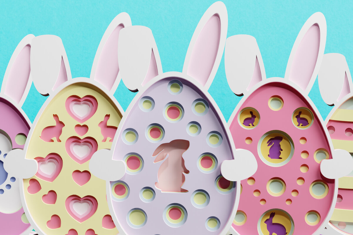 Σετ των 2 Intra απο ξύλο plywood 3mm-4mm πάχος 3D Πασχαλινό αυγό πολλαπλών στρώσεων PaperCut Δίασταση 1200x1200 cm INTRAFABR-62112301