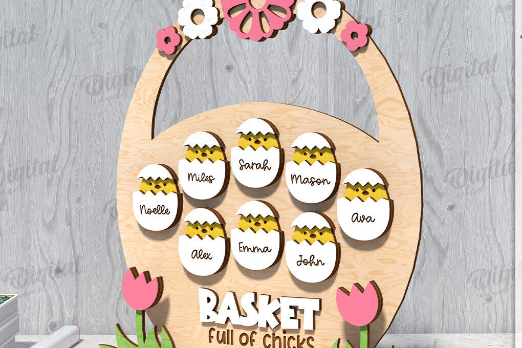 Σετ των 2 Intra απο ξύλο plywood 3mm-4mm πάχος Τρισδιάστατο πασχαλινό διάγραμμα ονομάτων με λέιζερ Δίασταση 15x15 cm INTRAFABR-118492672