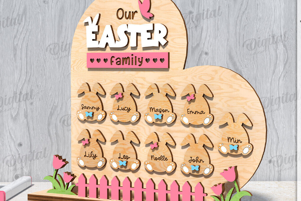 Σετ των 2 Intra απο ξύλο plywood 3mm-4mm πάχος Τρισδιάστατο πασχαλινό διάγραμμα ονομάτων με λέιζερ Δίασταση 15x15 cm INTRAFABR-118492817