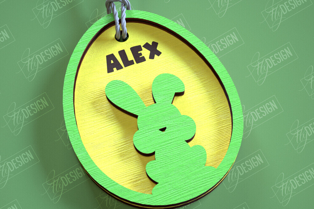 Σετ των 2 Intra απο ξύλο plywood 3mm-4mm πάχος Τρισδιάστατη πασχαλινή ετικέτα δώρου Σχεδίαση κοπής με λέιζερ Δίασταση 15x15 cm INTRAFABR-114806921