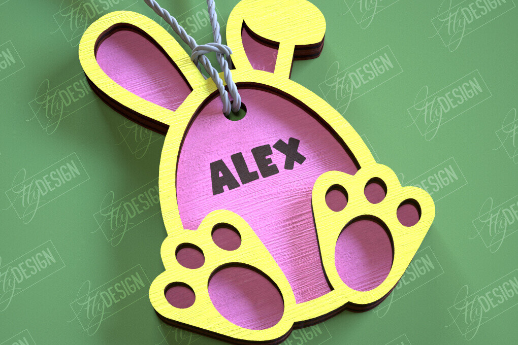 Σετ των 2 Intra απο ξύλο plywood 3mm-4mm πάχος Τρισδιάστατη πασχαλινή ετικέτα δώρου Σχεδίαση κοπής με λέιζερ Δίασταση 15x15 cm INTRAFABR-114806931