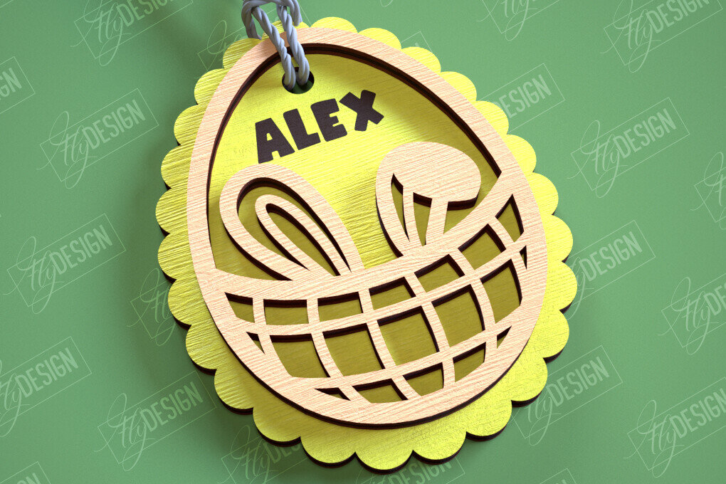 Σετ των 2 Intra απο ξύλο plywood 3mm-4mm πάχος Τρισδιάστατη πασχαλινή ετικέτα δώρου Σχεδίαση κοπής με λέιζερ Δίασταση 15x15 cm INTRAFABR-114806959