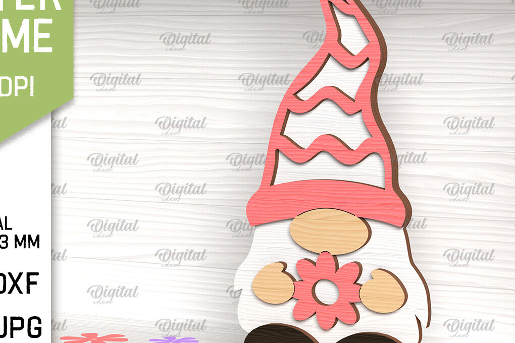 Σετ των 2 Intra απο ξύλο plywood 3mm-4mm πάχος Τρισδιάστατη Πασχαλινό Gnome. 3D Gnome Δίασταση 15x15 cm INTRAFABR-90807263