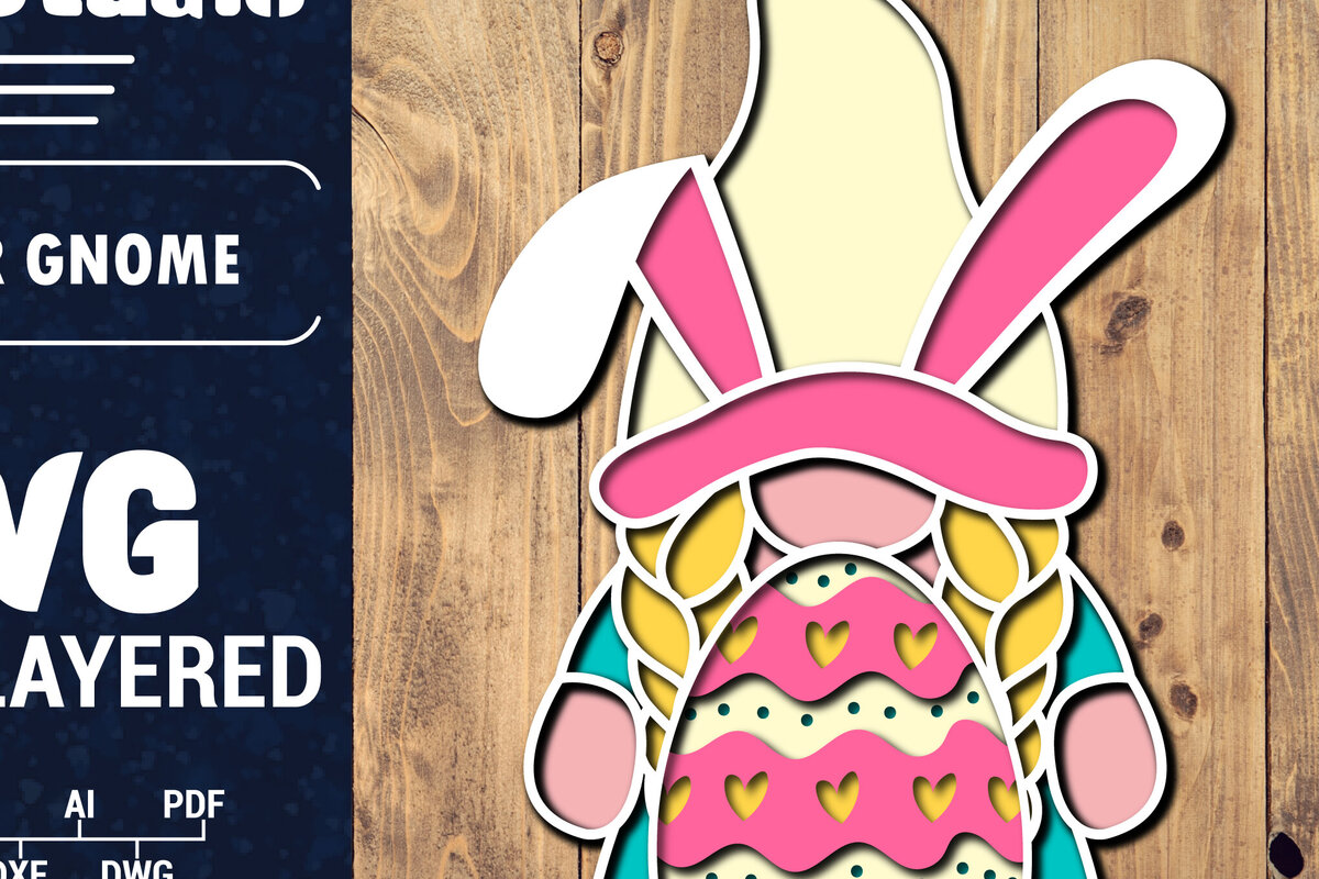 Σετ των 2 Intra απο ξύλο plywood 3mm-4mm πάχος 3D Πασχαλινό Gnome Multilayer PaperCut Δίασταση 1500x1500 cm INTRAFABR-94122036