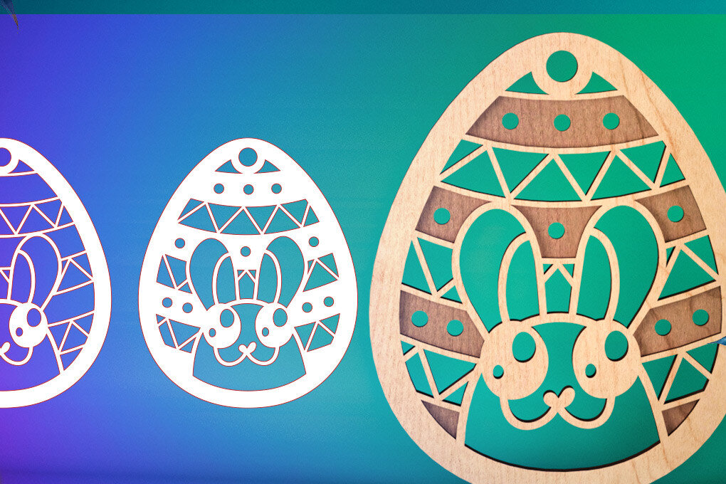 Σετ των 2 Intra απο ξύλο plywood 3mm-4mm πάχος 3D Πασχαλινή | Καλό Πάσχα Δίασταση 15x15 cm INTRAFABR-58219350