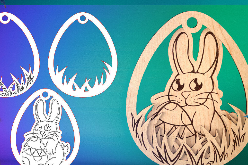 Σετ των 2 Intra απο ξύλο plywood 3mm-4mm πάχος 3D Πασχαλινή | Καλό Πάσχα Δίασταση 15x15 cm INTRAFABR-58218941