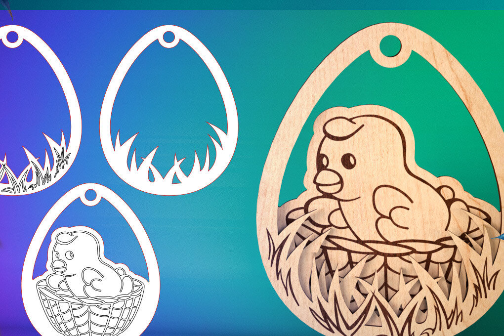 Σετ των 2 Intra απο ξύλο plywood 3mm-4mm πάχος 3D Πασχαλινή | Καλό Πάσχα Δίασταση 15x15 cm INTRAFABR-58218990