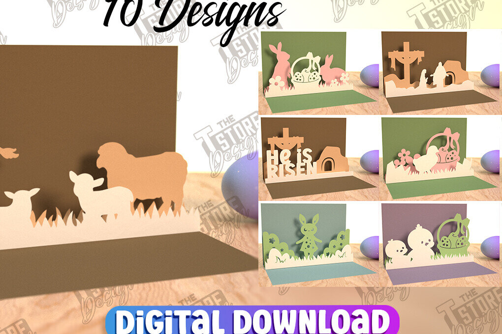 Σετ των 2 Intra απο ξύλο plywood 3mm-4mm πάχος 3d Πασχαλινής Αναδυόμενης Κάρτας Δίασταση 15x15 cm INTRAFABR-114669434