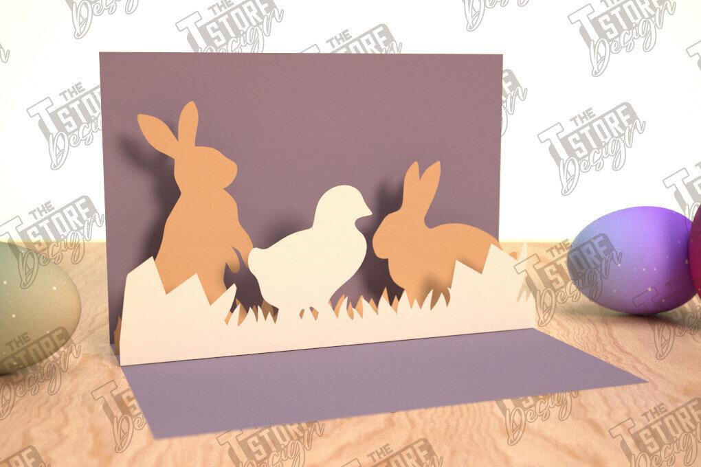 Σετ των 2 Intra απο ξύλο plywood 3mm-4mm πάχος Τρισδιάστατη Πασχαλινή Αναδυόμενη Κάρτα , Πάσχα Δίασταση 15x15 cm INTRAFABR-114669646