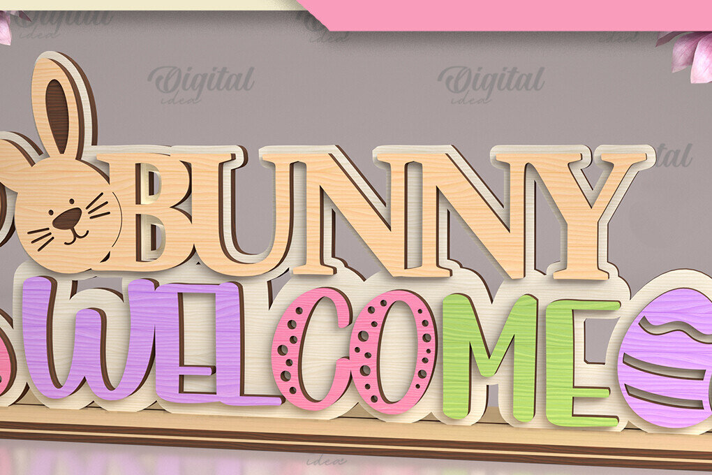 Σετ των 2 Intra απο ξύλο plywood 3mm-4mm πάχος Τρισδιάστατο Πασχαλινό σταντ με λέιζερ. Λαγουδάκι του Πάσχα Δίασταση 15x15 cm INTRAFABR-88286905