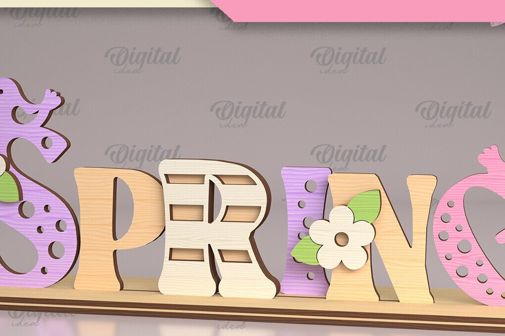 Σετ των 2 Intra απο ξύλο plywood 3mm-4mm πάχος Τρισδιάστατο Πασχαλινό σταντ με λέιζερ. Άνοιξη Δίασταση 15x15 cm INTRAFABR-88287191