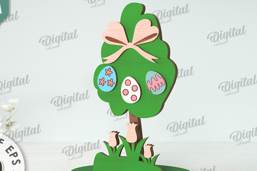 Intra απο ξύλο plywood 3mm-4mm πάχος Τρισδιάστατη πασχαλινό δέντρο. Πασχαλινό περίπτερο Δίασταση 15x15 cm INTRAFABR-118276899