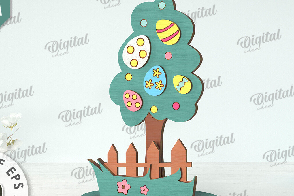 Intra απο ξύλο plywood 3mm-4mm πάχος Τρισδιάστατη πασχαλινό δέντρο. Πασχαλινό περίπτερο Δίασταση 15x15 cm INTRAFABR-118276961