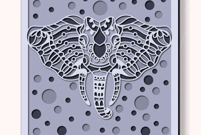 Intra απο ξύλο plywood 3mm-4mm πάχος Τρισδιάστατο κουτί σκιών με κεφαλιού ελέφαντα Δίασταση 25x25 cm INTRAFABR-71777458