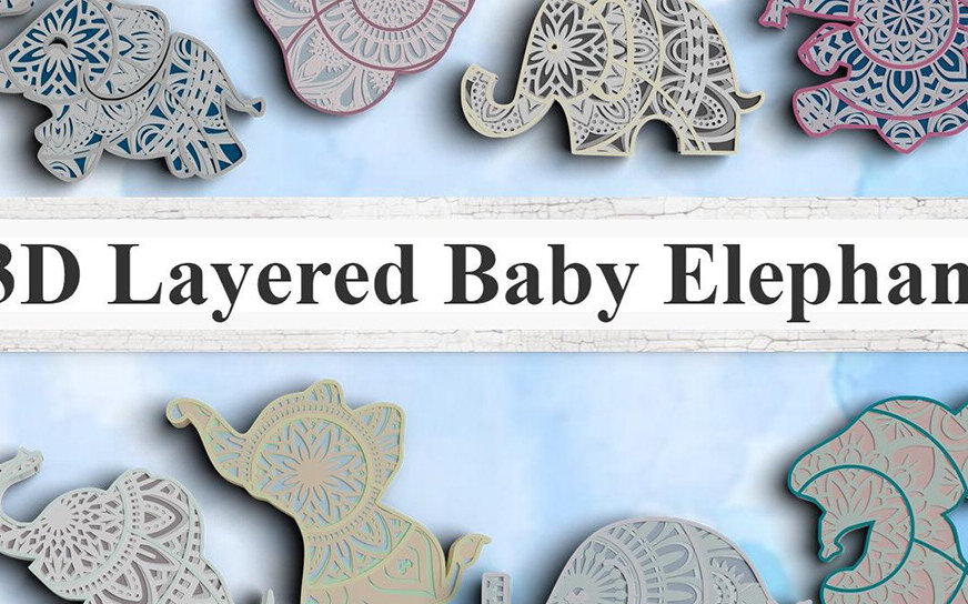 Intra απο ξύλο plywood 3mm-4mm πάχος 3D Elephant Baby Shower Δίασταση 30x30 cm INTRAFABR-77074690