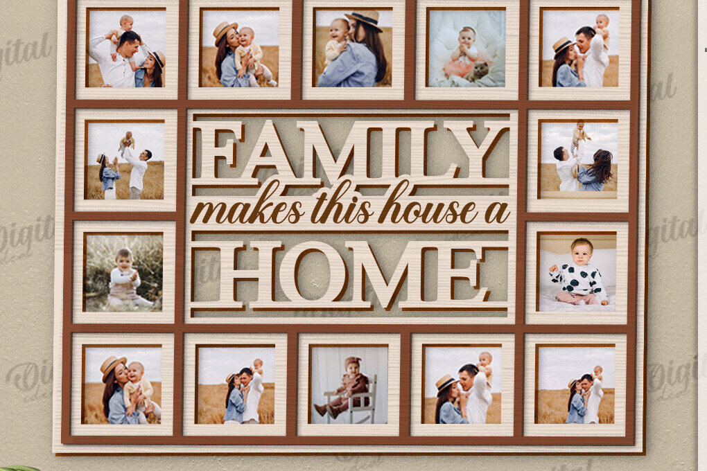 Intra απο ξύλο plywood 3mm-4mm πάχος Τρισδιάστατη οικογενειακή κορνίζα φωτογραφιών Δίασταση 20x30 cm INTRAFABR-121430646