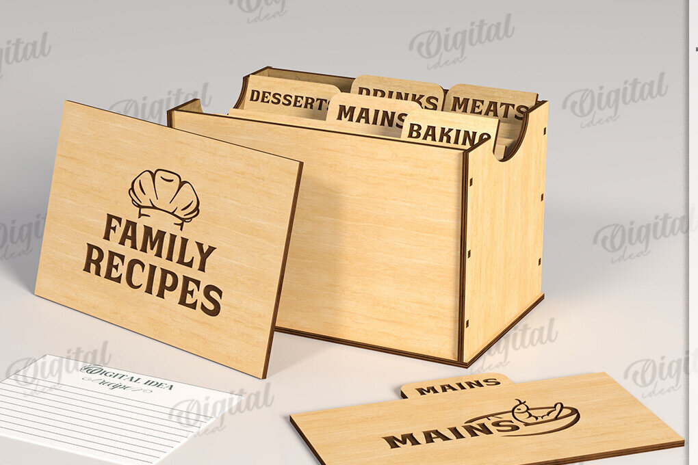 Intra απο ξύλο plywood 3mm-4mm πάχος 3D Family Recipe Box Δίασταση 30x20 cm INTRAFABR-120105332