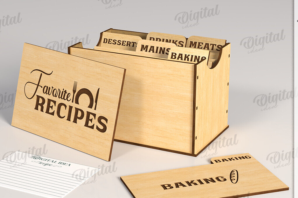 Intra απο ξύλο plywood 3mm-4mm πάχος 3D Family Recipe Box Δίασταση 30x20 cm INTRAFABR-120104846