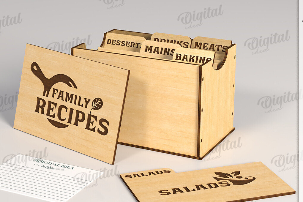 Intra απο ξύλο plywood 3mm-4mm πάχος 3D Family Recipe Box Δίασταση 30x20 cm INTRAFABR-120104890