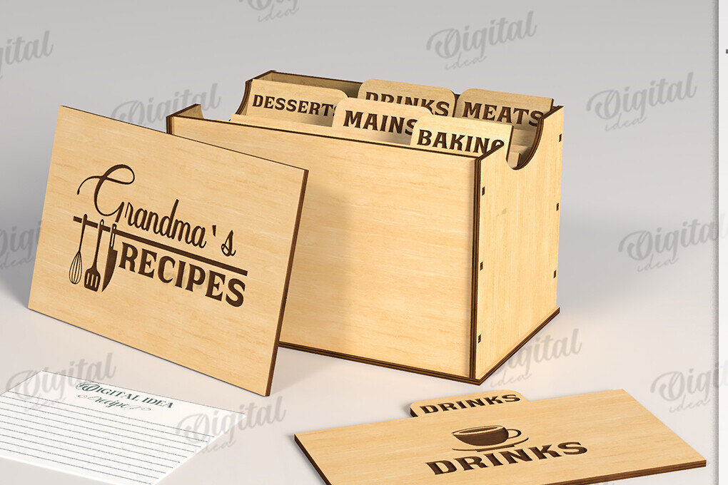 Σετ των 2 Intra απο ξύλο plywood 3mm-4mm πάχος 3D Family Recipe Box Δίασταση 30x20 cm INTRAFABR-120104958