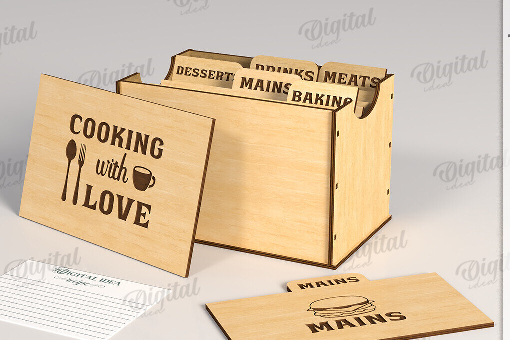 Intra απο ξύλο plywood 3mm-4mm πάχος 3D Family Recipe Box Δίασταση 30x20 cm INTRAFABR-120104997