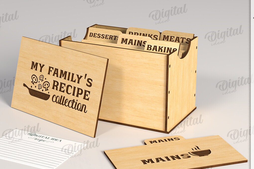 Intra απο ξύλο plywood 3mm-4mm πάχος 3D Family Recipe Box Δίασταση 30x20 cm INTRAFABR-120105066