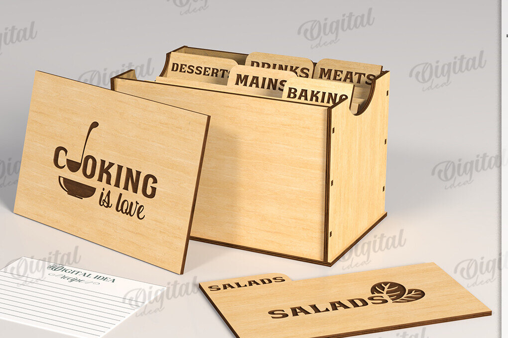 Intra απο ξύλο plywood 3mm-4mm πάχος 3D Family Recipe Box Δίασταση 30x20 cm INTRAFABR-120105302