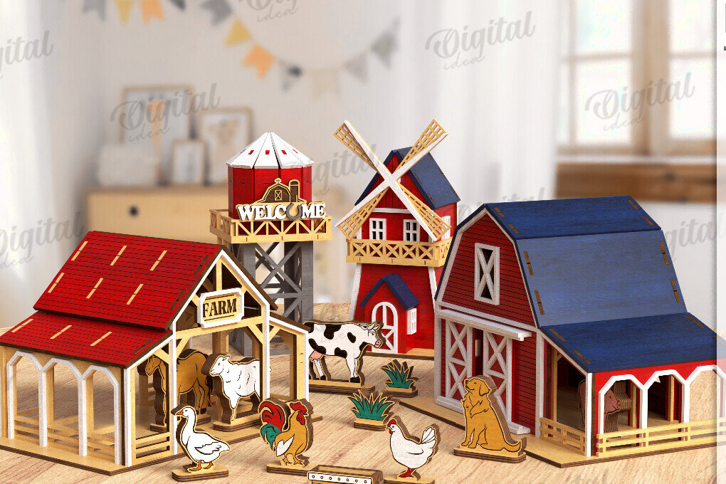 Intra απο ξύλο plywood 3mm-4mm πάχος 3D Farm Cut . Διακόσμηση σπιτιού Δίασταση 30x20 cm INTRAFABR-122538017