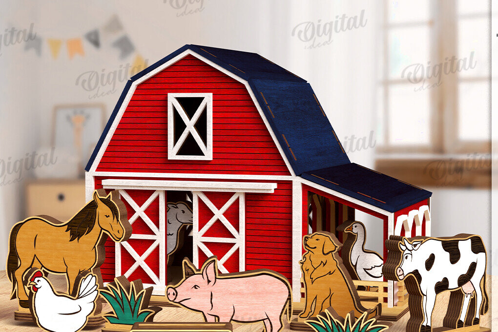 Intra απο ξύλο plywood 3mm-4mm πάχος Τρισδιάστατη κοπή με  Farm. Διακόσμηση σπιτιού Δίασταση 30x20 cm INTRAFABR-122383377