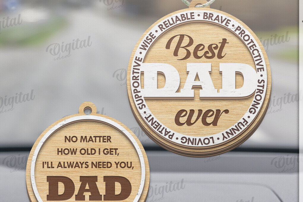 Σετ των 3 Intra απο ξύλο plywood 3mm-4mm πάχος Τρισδιάστατη γούρι αυτοκινήτου για τη γιορτή του πατέρα Δίασταση 4x4 cm INTRAFABR-120586892