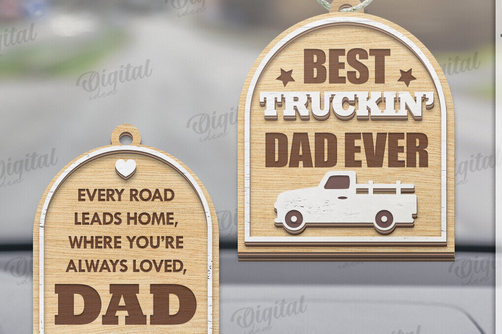 Σετ των 3 Intra απο ξύλο plywood 3mm-4mm πάχος Τρισδιάστατη γούρι αυτοκινήτου για τη γιορτή του πατέρα Δίασταση 4x4 cm INTRAFABR-120586996