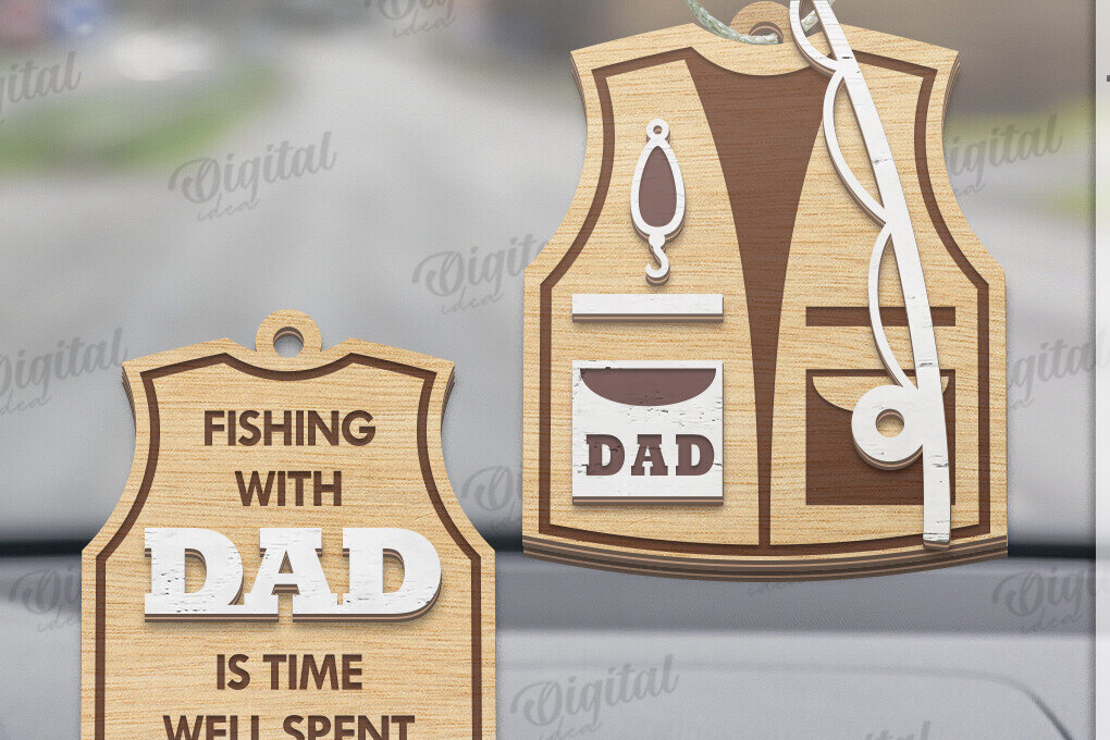 Σετ των 3 Intra απο ξύλο plywood 3mm-4mm πάχος Τρισδιάστατη γούρι αυτοκινήτου για τη γιορτή του πατέρα Δίασταση 4x4 cm INTRAFABR-120587103