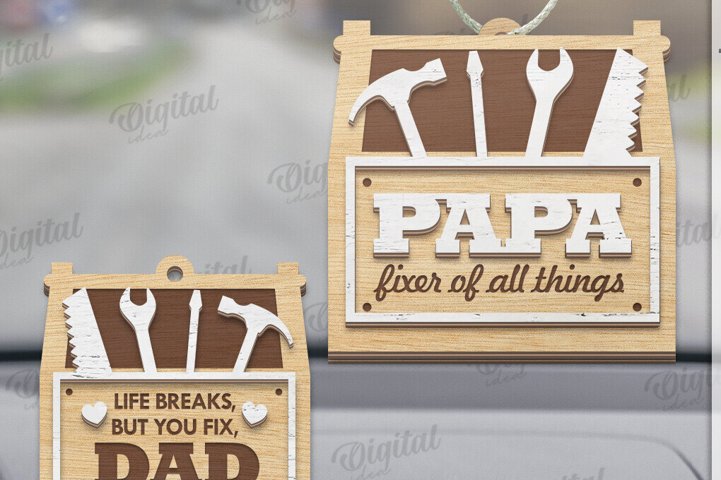 Σετ των 3 Intra απο ξύλο plywood 3mm-4mm πάχος Τρισδιάστατη γούρι αυτοκινήτου για τη γιορτή του πατέρα Δίασταση 4x4 cm INTRAFABR-120587148