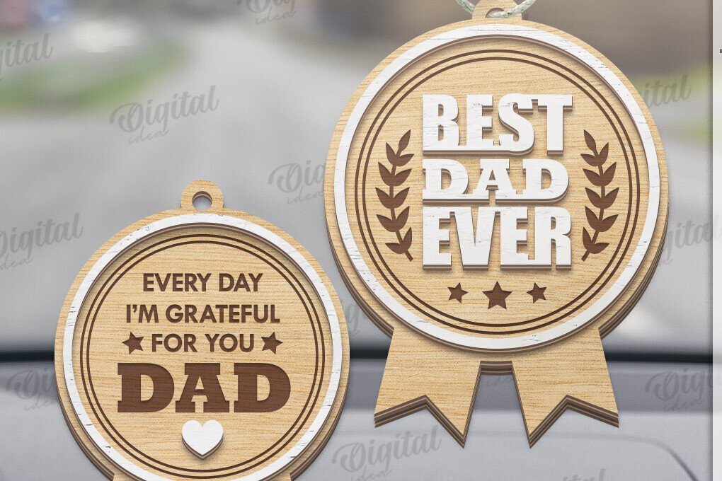 Σετ των 3 Intra απο ξύλο plywood 3mm-4mm πάχος Τρισδιάστατη γούρι αυτοκινήτου για τη γιορτή του πατέρα Δίασταση 4x4 cm INTRAFABR-120587205