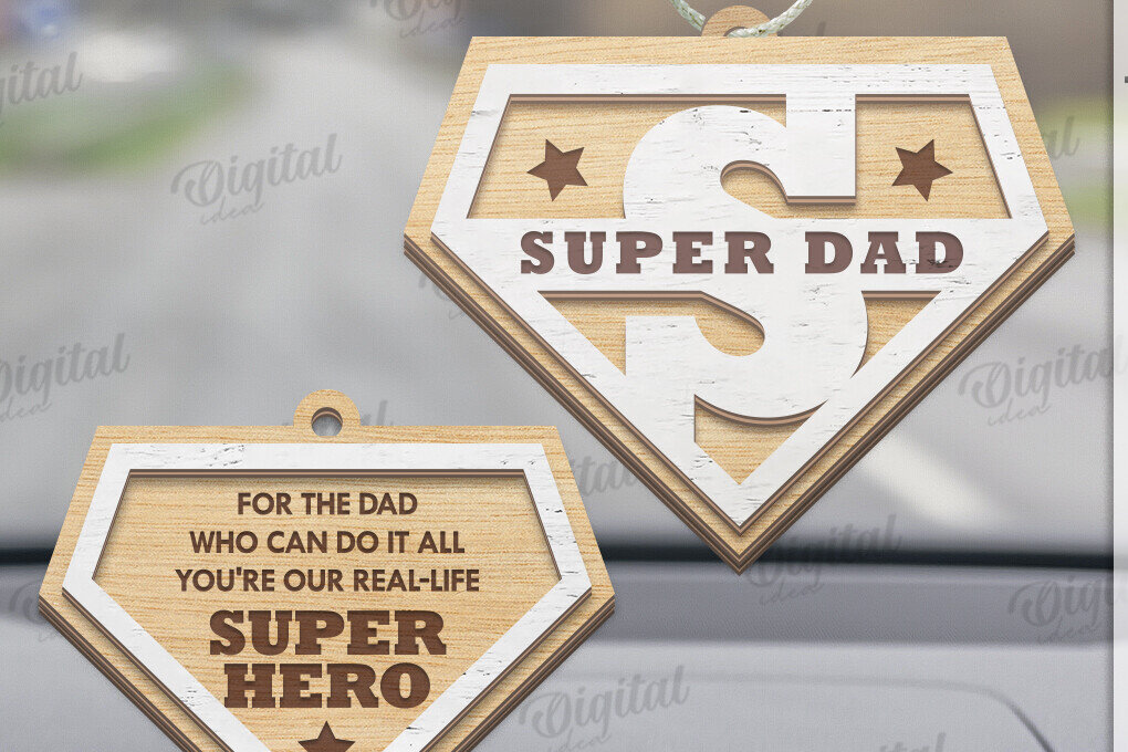 Σετ των 3 Intra απο ξύλο plywood 3mm-4mm πάχος Τρισδιάστατη γούρι αυτοκινήτου για τη γιορτή του πατέρα Δίασταση 4x4 cm INTRAFABR-120586842