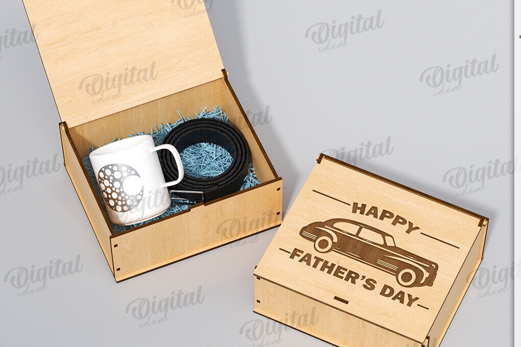 Σετ των 3 Intra απο ξύλο plywood 3mm-4mm πάχος 3D κουτί δώρου για τη γιορτή του πατέρα Δίασταση 10x10 cm INTRAFABR-119974039