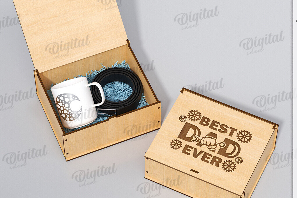 Σετ των 3 Intra απο ξύλο plywood 3mm-4mm πάχος 3D κουτί δώρου για τη γιορτή του πατέρα Δίασταση 10x10 cm INTRAFABR-119974177