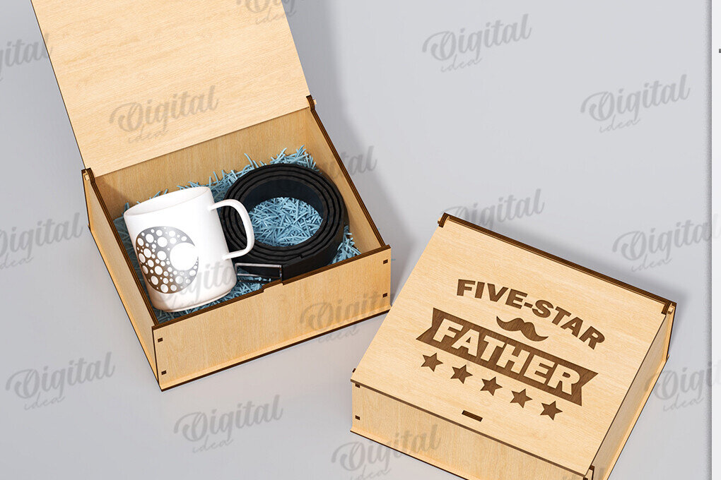 Σετ των 3 Intra απο ξύλο plywood 3mm-4mm πάχος 3D κουτί δώρου για τη γιορτή του πατέρα Δίασταση 10x10 cm INTRAFABR-119974242