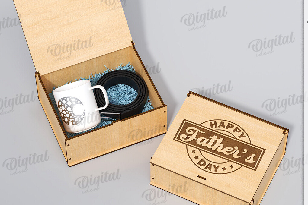 Σετ των 3 Intra απο ξύλο plywood 3mm-4mm πάχος 3D κουτί δώρου για τη γιορτή του πατέρα Δίασταση 10x10 cm INTRAFABR-119974337