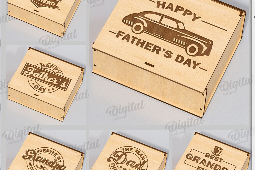 Σετ των 3 Intra απο ξύλο plywood 3mm-4mm πάχος 3D κουτιών δώρου για την ημέρα του πατέρα Δίασταση 10x10 cm INTRAFABR-120165010