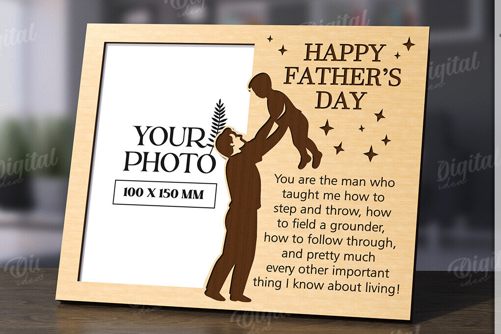 Intra απο ξύλο plywood 3mm-4mm πάχος Τρισδιάστατη κορνίζα για την Ημέρα του Πατέρα Δίασταση 20x30 cm INTRAFABR-120712364